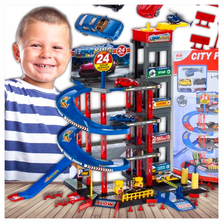 Garaż Parking Samochodowy 4-piętrowy Zjeżdżalnia dla Autek 4 Poziomy Myjnia