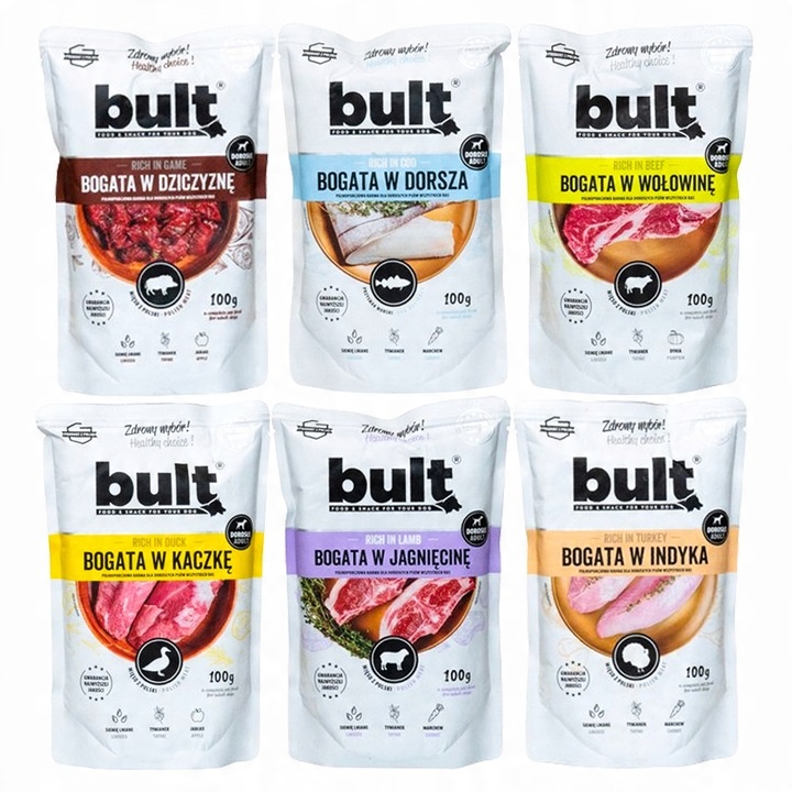 MOKRA KARMA DLA PSA BULT SASZETKI 30x 100g. MIĘSO ZESTAW MIX 6-SMAKÓW