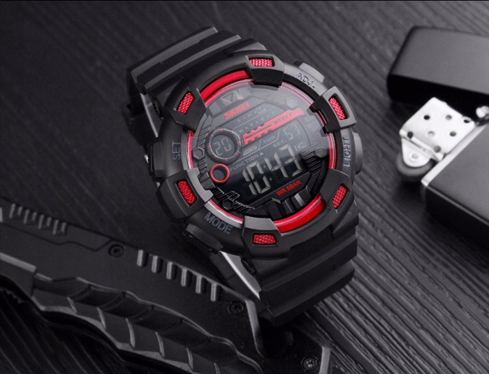 Zegarek męski SKMEI LED elektroniczny czarny wiele funkcji