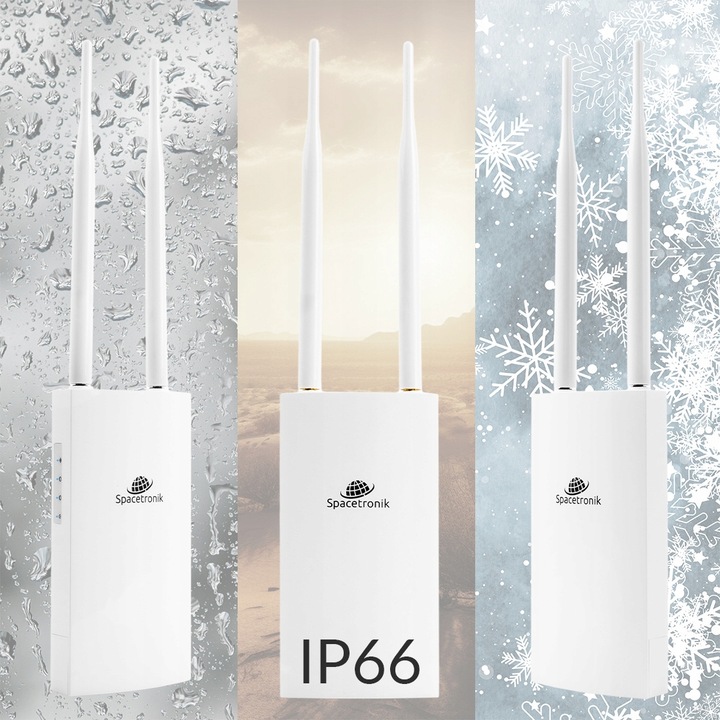 Zewnętrzny Access Point 300Mbps IP66 PoE 4w1 Punkt Dostępu Spacetronik
