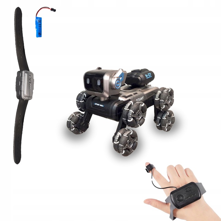 Zdalnie Sterowany Pies Robot 8 Kół Gesty Muzyka Para Wodna Obrót 360 LED