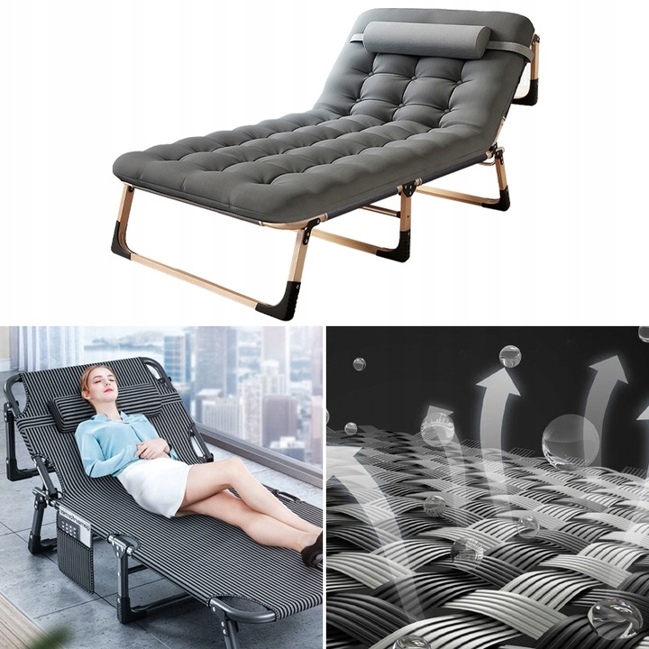 Składane łóżko turystyczne BIZNESOWE, polowe, kanadyjka PREMIUM 75 cm