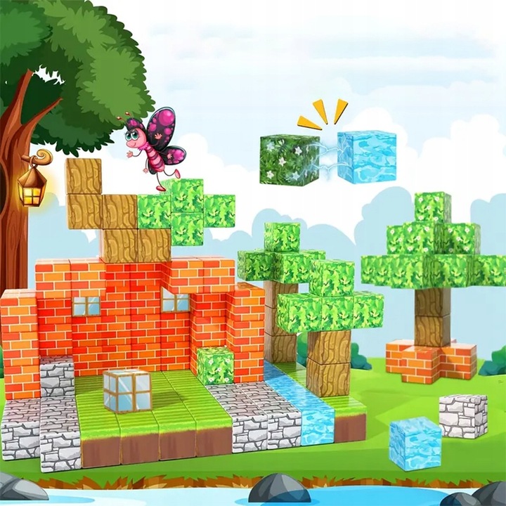 KLOCKI MAGNETYCZNE KLOCKI SZEŚCIANY 100PCS KREATYWNE ZABAWKI DLA DZIECI