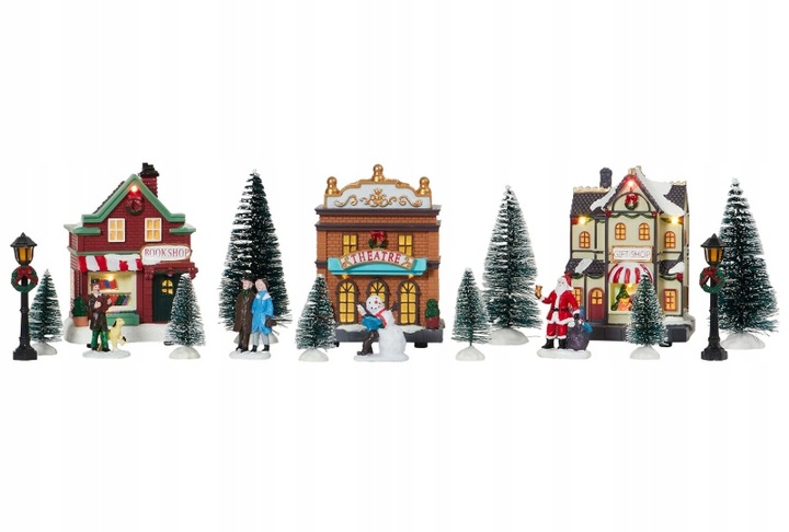 Wioska swiateczna LED Christmas Village zestaw 14 elementow z oswietleniem