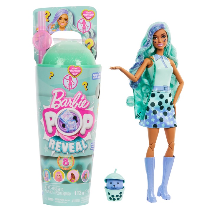 LALKA Barbie Pop Reveal Zielona herbata Seria Bubble Tea HTJ21