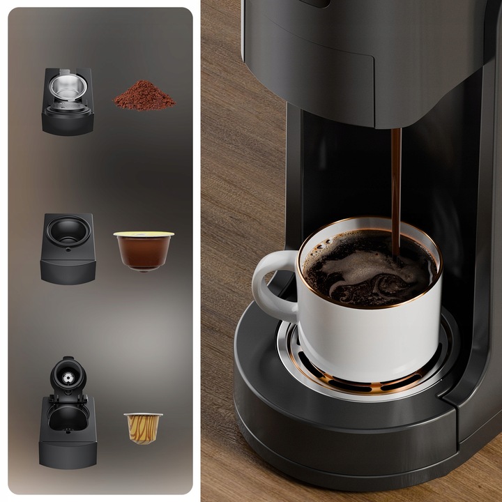 Ekspres kapsułkowy, ekspres wielokapsułkowy 3 w 1+ spieniacz do mleka