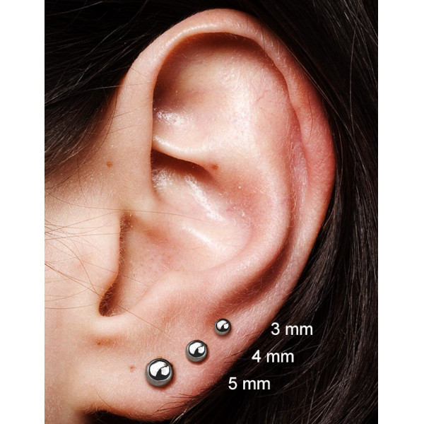 TYTAN Kolczyki sztyft kulka 3mm