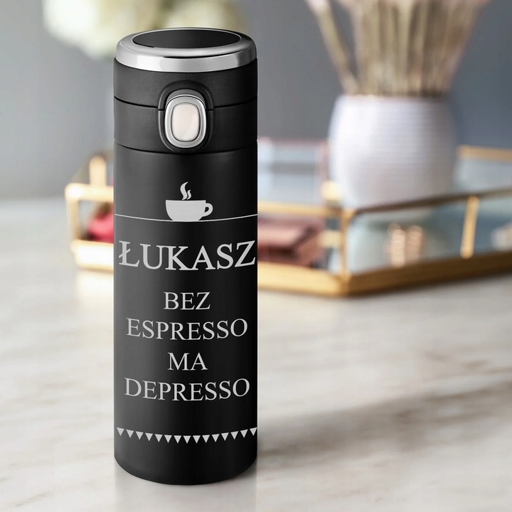 Kubek Termiczny z Grawerem Termos z Wyświetlaczem do Kawy Samochodu 400ml