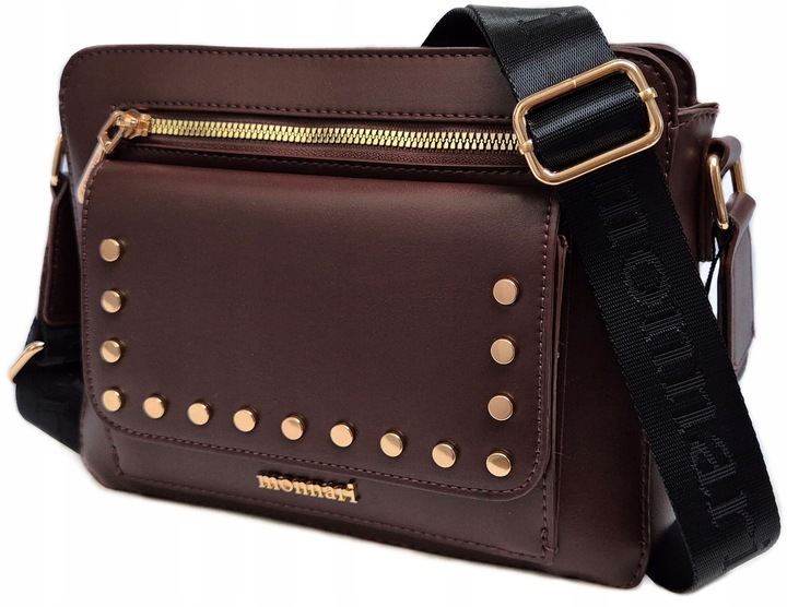 TOREBKA BRĄZOWA LISTONOSZKA MONNARI PASEK LOGO