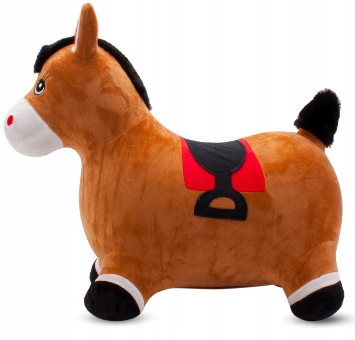 Skoczek pluszowy dla dzieci do skakania Konik brązowy z pompką