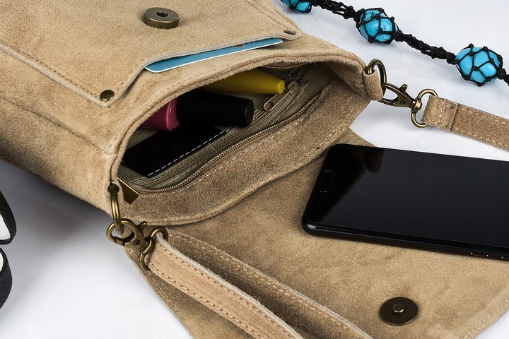 Torebka skórzana Damska Zamszowa Listonoszka retro