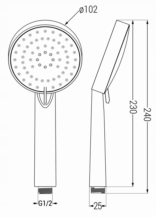 MEXEN ZESTAW PRYSZNICOWY SŁUCHAWKA R-75 WĄŻ CHROM