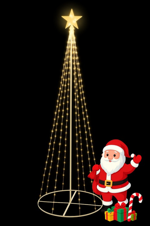 Choinka LED Na Stelażu Programator 8 Trybów Świecenia Łańcuch Świetlny