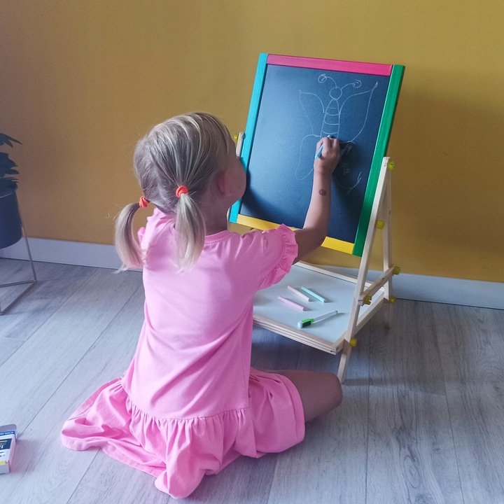 Tablica Magnetyczna Obrotowa Kredowa Dwustronna dla Dzieci Suchościeralna