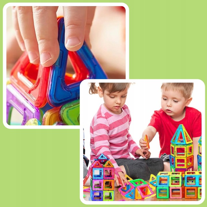 KLOCKI MAGNETYCZNE KONSTRUKCYJNE DUŻE PANELE 3D UKŁADANKA DLA DZIECI 134 el