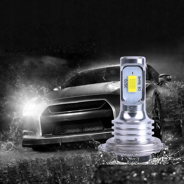 2x ŻARÓWKI LED H7 BARDZO MOCNE 8000LM 6500K 1:1 CANBUS 50000H 80W DC 12-24V