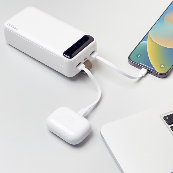 DUDAO DUŻY MOCNY POWERBANK 30000 mAh 2x USB / USB C Z LAMPKĄ LED