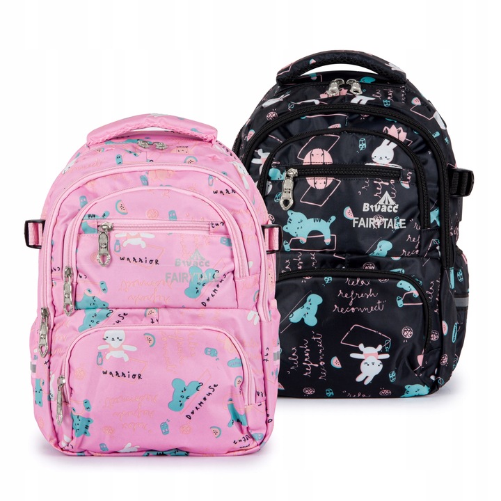 Plecak TORNISTER szkolny dziecięcy pojemny wzory czarny Klasy 1-3 Odblaski