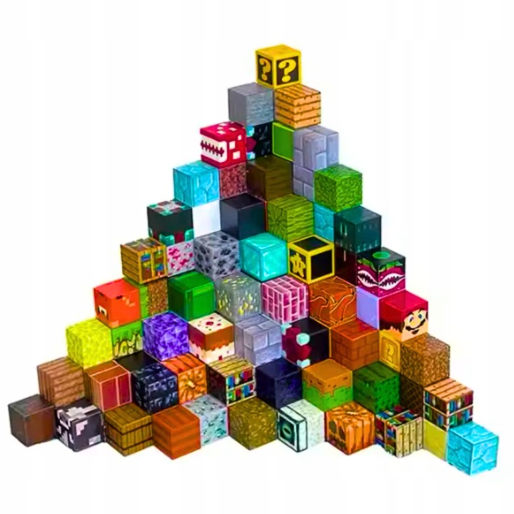 KLOCKI MAGNETYCZNE SZEŚCIANY ZESTAW 32 KLOCKÓW + 1 LUDZIK BLOKI 3D PIKSELE