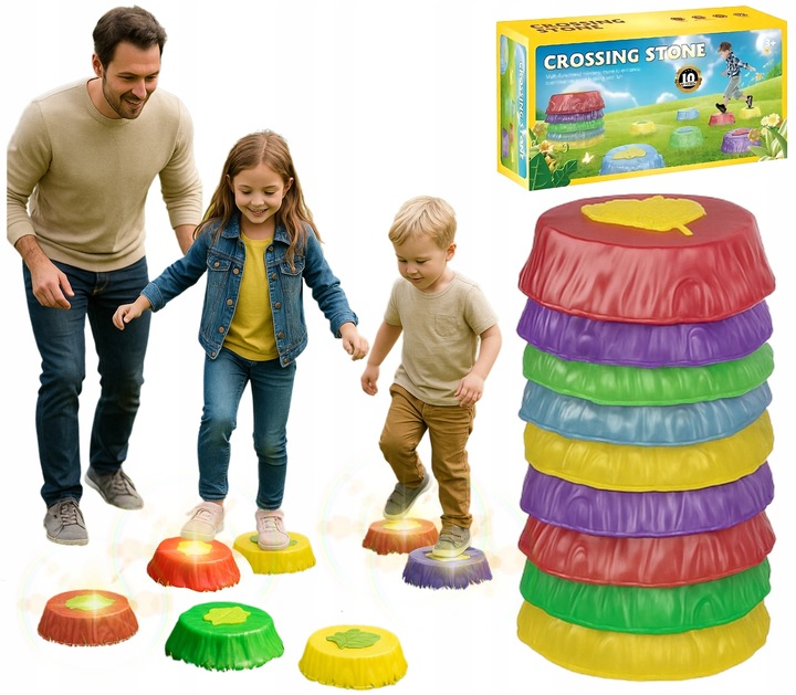 KAMIENIE BALANSUJĄCE SWIECĄCE TRENING RÓWNOWAGI SENSORYCZNE OGRODOWE 10szt.