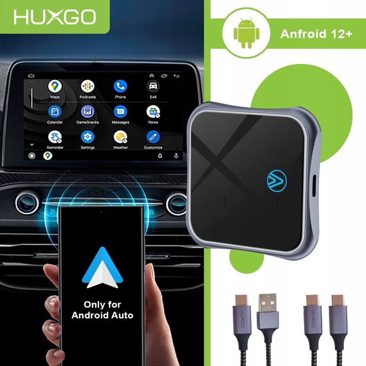 HUXGO bezprzewodowy adapter samochodowy do Android Auto