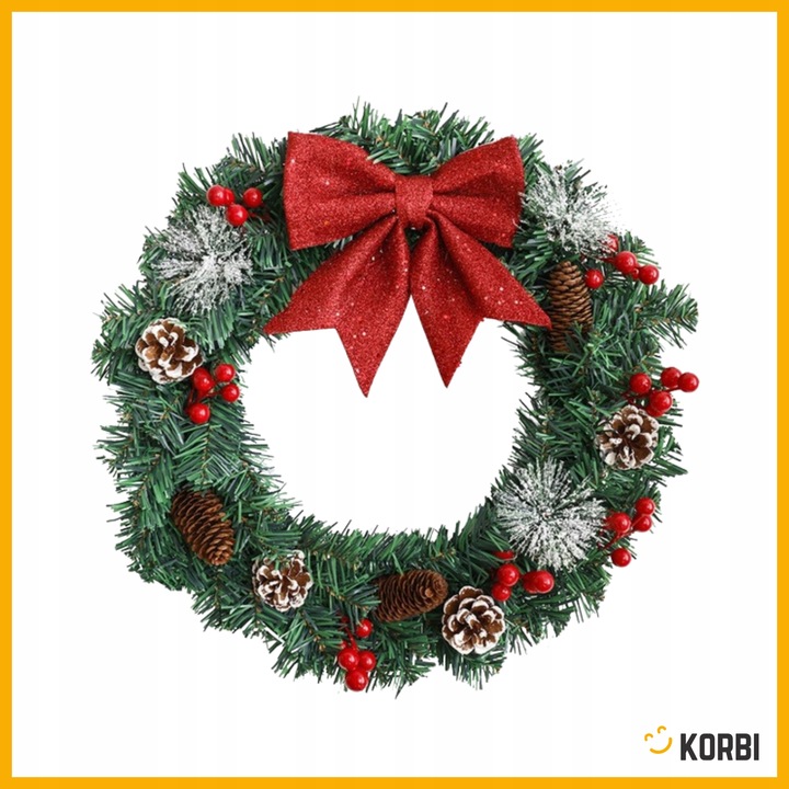 WIENIEC ŚWIĄTECZNY STROIK NA DRZWI DEKORACJA WIANEK OZDOBA ŚWIĘTA WZ2 40CM