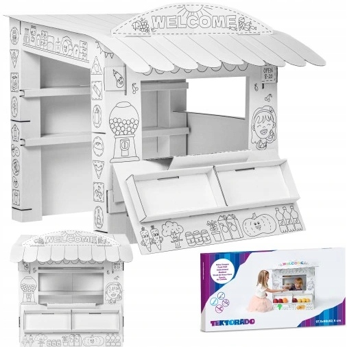 Stragan Tektorado Kartonowy Domek do malowania samodzielnego złożenia 97 cm