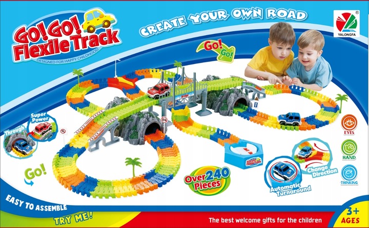 TOR SAMOCHODOWY MAGIC TRACK 5 metrów + 2 AUTKA MOST TUNELE DRZEWA WIADUKT