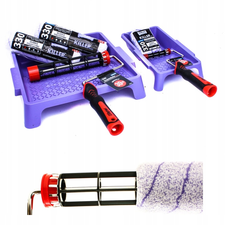 ZESTAW BLUE DOLPHIN SERIA 330 4x Wałek Spinner 25cm 9mm Uchwyt dr25