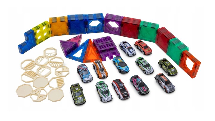 KLOCKI MAGNETYCZNE KONSTRUKCYJNE EDUKACYJNE DLA DZIECKA TOR SAMOCHODOWY 82E