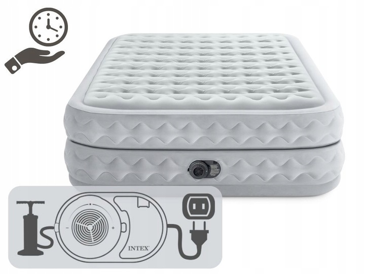 Materac Dmuchany Dwuosobowy Łóżko do Spania z Pompką 230V Intex 64490 NEW