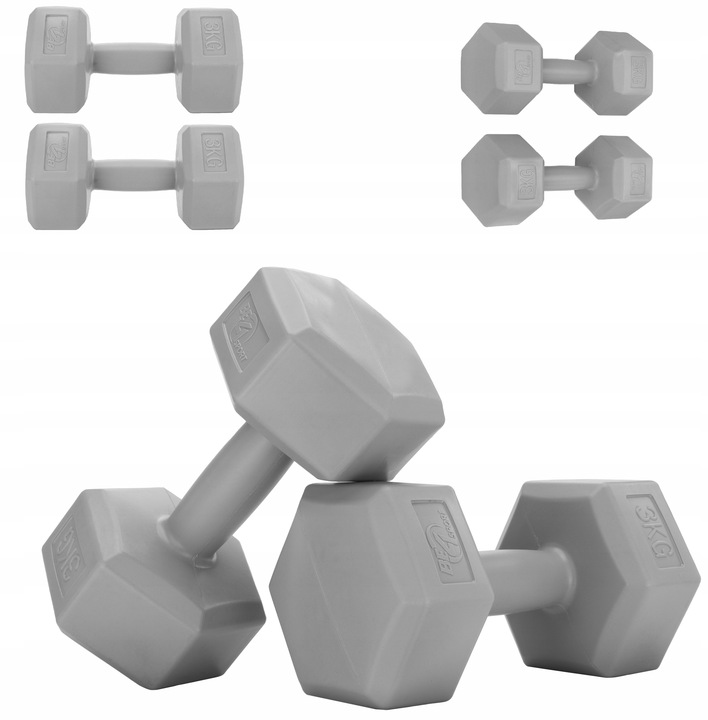 Zestaw Hantli Hantle Bitumiczne Ciężarki do Ćwiczeń Fitness Siłownia 2x 3kg