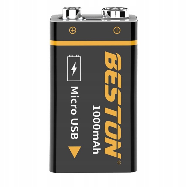Akumulator 9V microUSB 1000mAh 6F22 6LR61 522 E-BLOCK R9 + kabel zasilający