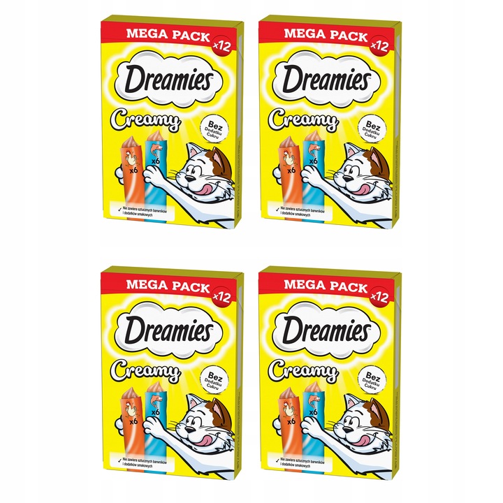 DREAMIES Creamy MEGA PACK przysmaki dla kota kurczak i łosoś 48x10 g
