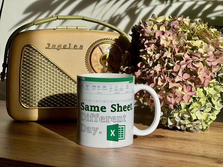 ŚMIESZNY KUBEK NA PREZENT DO PRACY BIURA SAME SHEET DIFFERENT DAY EXCEL