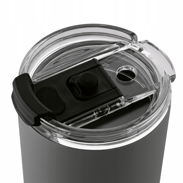 KUBEK TERMICZNY ze słomką poręczny PRÓŻNIOWY SZARY Konighoffer Davos 420 ml