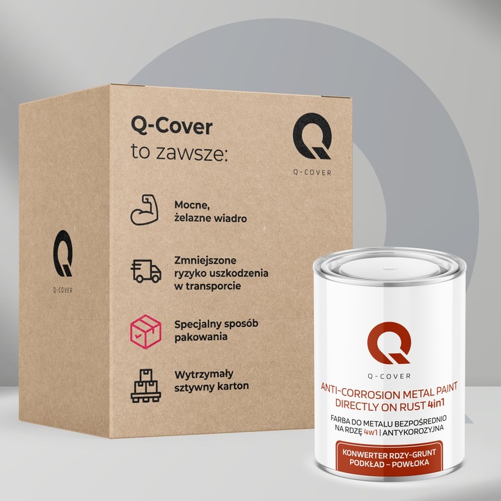 FARBA DO METALU NA RDZĘ OCYNK ALUMINIUM STAL 1L 4w1 ANTRACYT RAL 7016 MAT