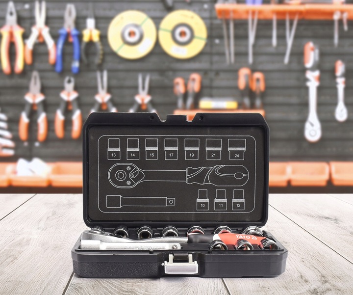 YATO ZESTAW NARZĘDZIOWY KLUCZE NASADOWE NASADKI 1/2'' 12el. 10-24mm