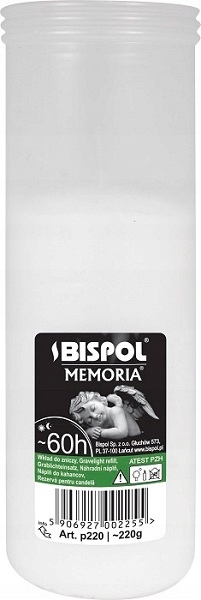 Wkłady do zniczy parafinowe Bispol 60h palenia wysokość 18 cm - 20 szt