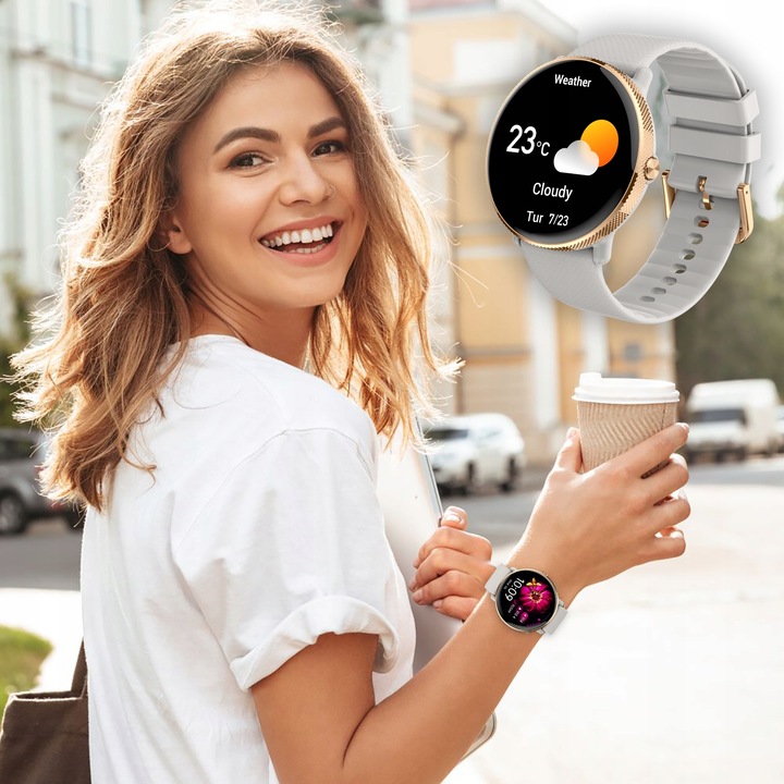 SMARTWATCH DAMSKI AMOLED PROVENTUS ROZMOWY SMS CIŚNIENIOMIERZ POMIAR TĘTNA