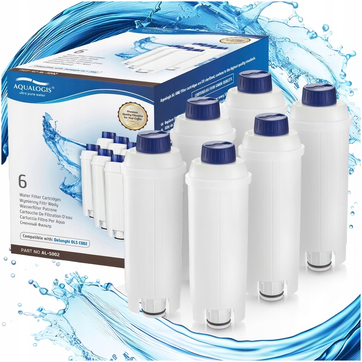 Zestaw Filtrów Do Ekspresu Delonghi- AL-S002 Zamiennik filtra DLSC002 6szt.