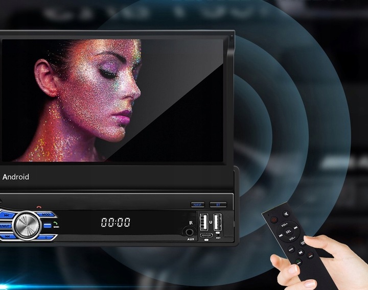 RADIO SAMOCHODOWE 1 DIN ANDROID 13 GPS USB WIFI WYSUWANY PILOT CARPLAY