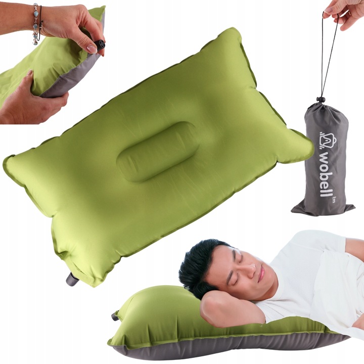 PODUSZKA SAMOPOMPUJĄCA Z POKROWCEM 44X26 KEMPING POD NAMIOT WYGODNA LEKKA