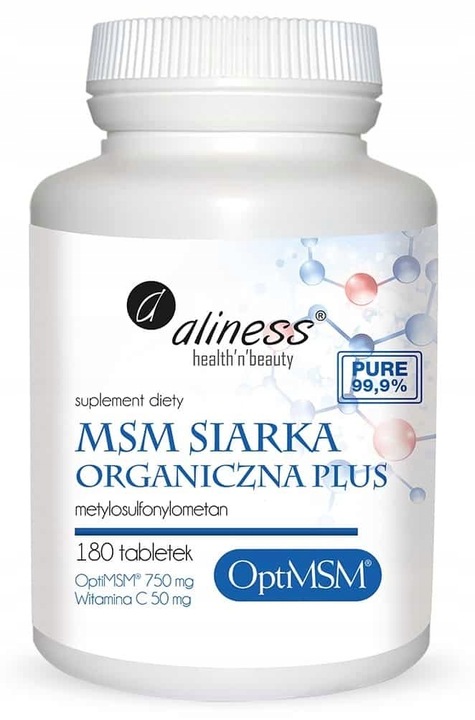 Aliness Opti MSM NAJCZYSTSZA SIARKA ORGANICZNA WIT.C STAWY CHRZĄSTKA 180tab