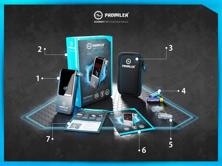 Alkomat PROMILER AL 8000 PLUS + 12 miesięcy kalibracji + ustniki