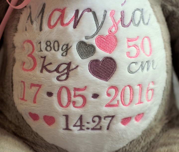 MIŚ PLUSZOWY DUŻY PREZENT CHRZEST HAFT METRYCZKA