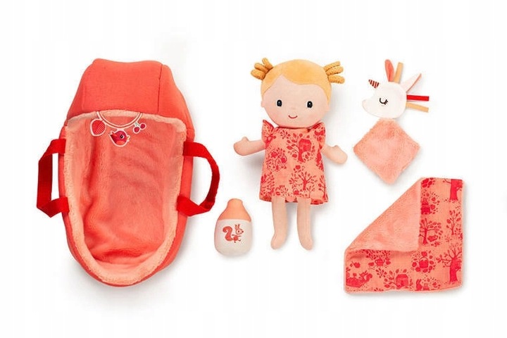 Lalka dzidziuś w gondoli z komforterem i butelką Lena 12 m+, Lilliputiens