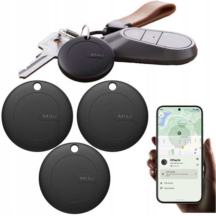 Lokalizator GPS 3xMiTag MiLi ANDROID Bluetooth do plecaka kluczy bagażu psa