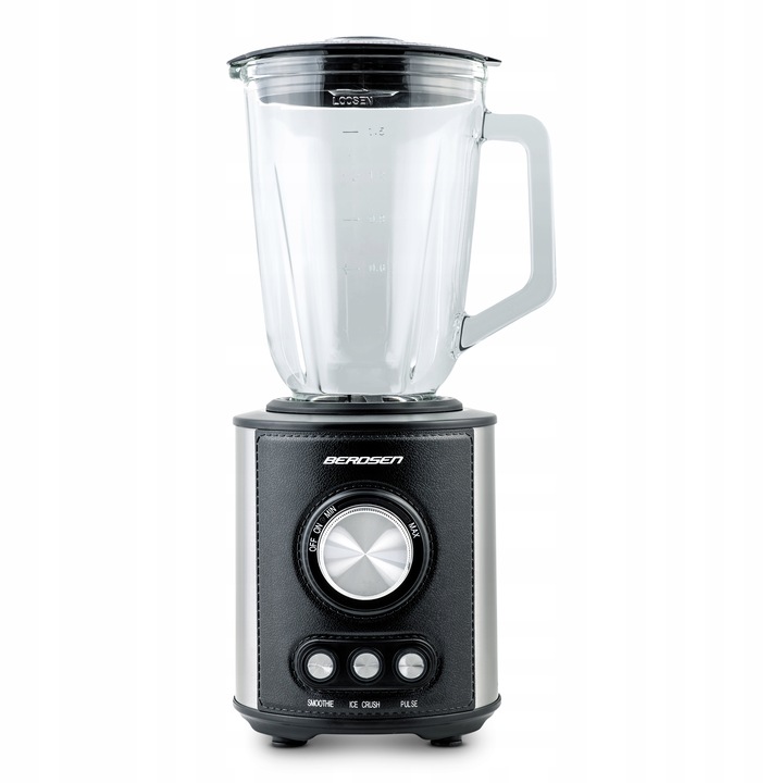 DUŻY BLENDER KIELICHOWY SZKLANY BERDSEN 800W CZARNY 1,5L