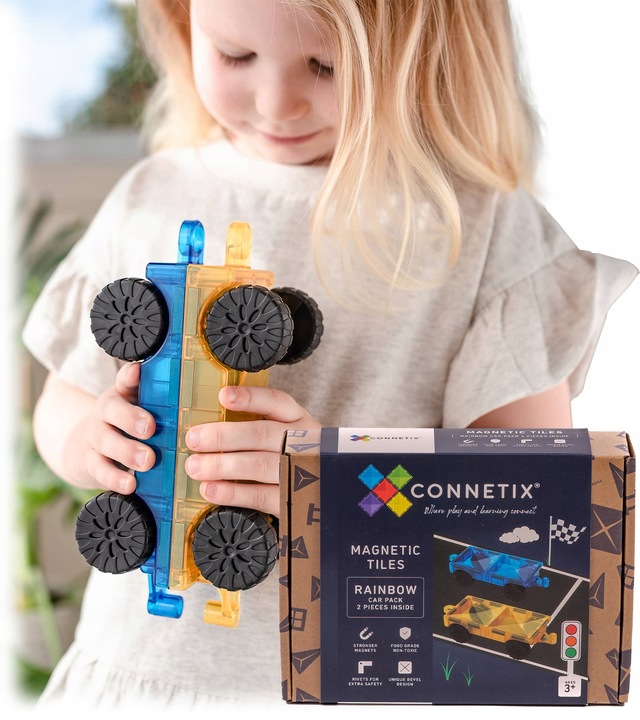 Connetix Klocki magnetyczne Rainbow Car Pack 2 Connetix autka pociągi